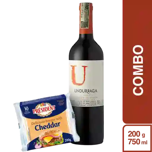 Combo Undurraga Tinto Cabernet Sauvignon + President Cheddar