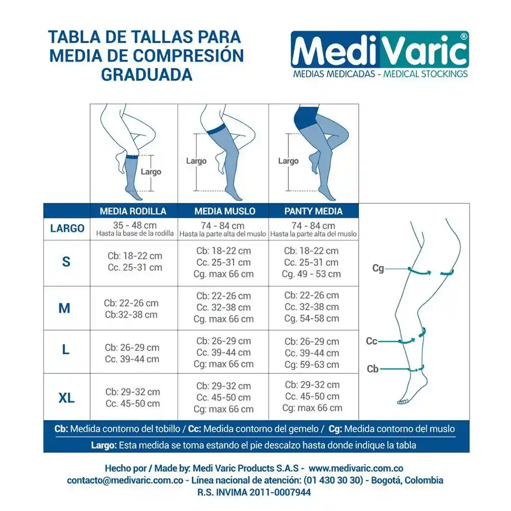 Medi Varic Media Alta Compresión 20-30 Azul