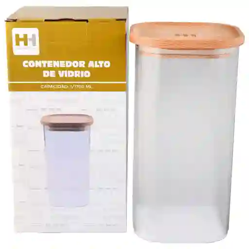 Recipiente H&h Alm Vidrio Cuadrado Grande Am05m032-1