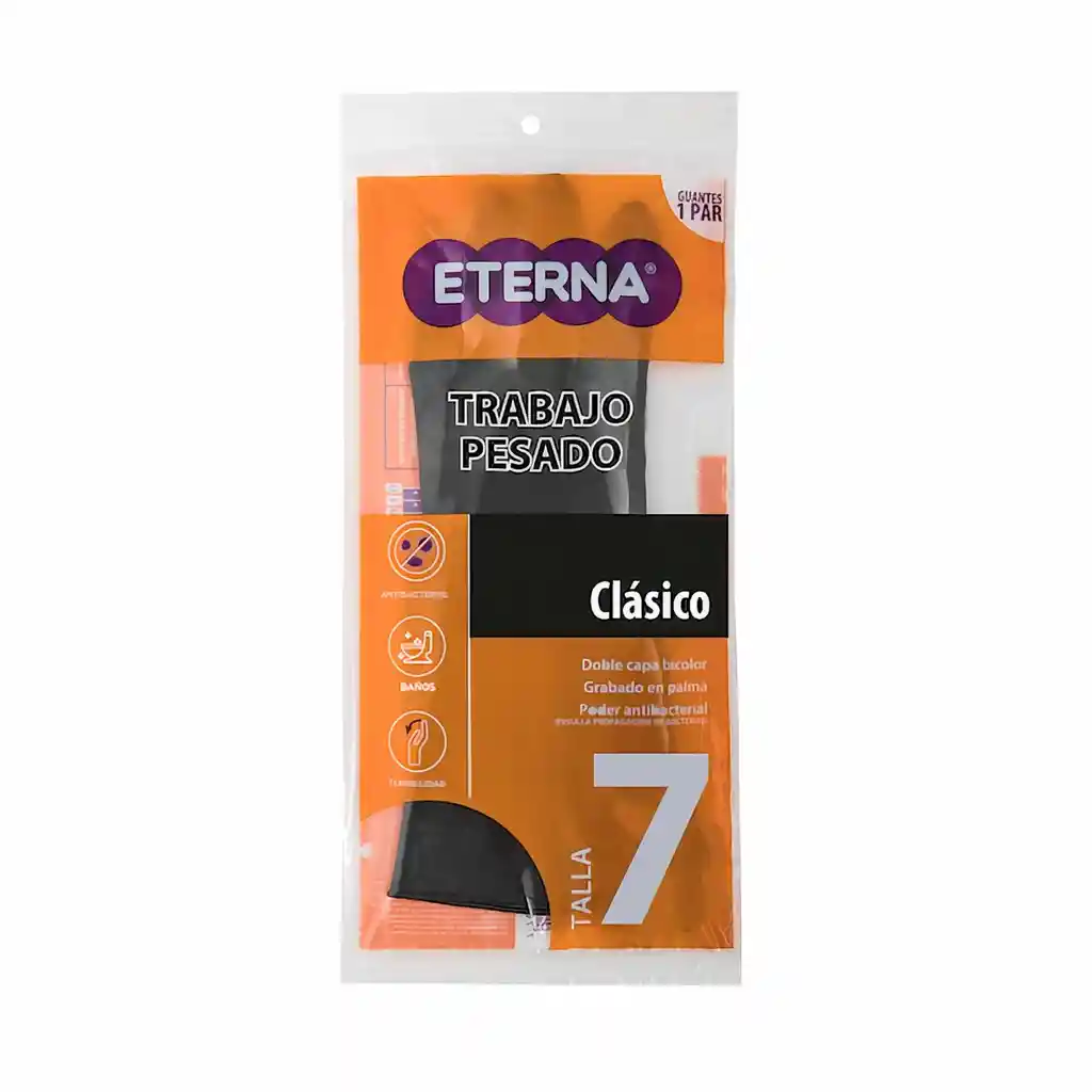 Eterna Guante Semi Industrial Monocolor Negro Talla 7