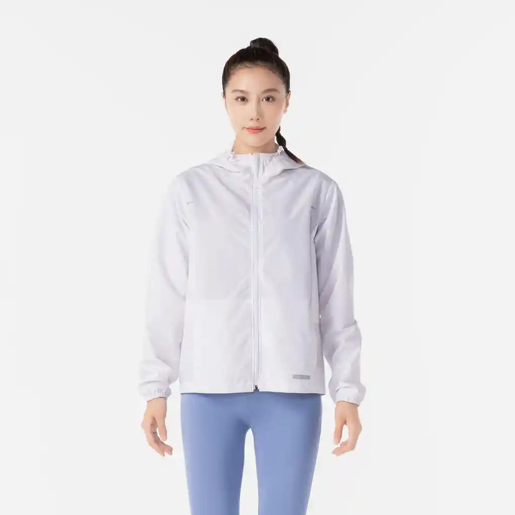 Chaqueta Impermeable de Running Run 100 Rain Para Mujer Blanco