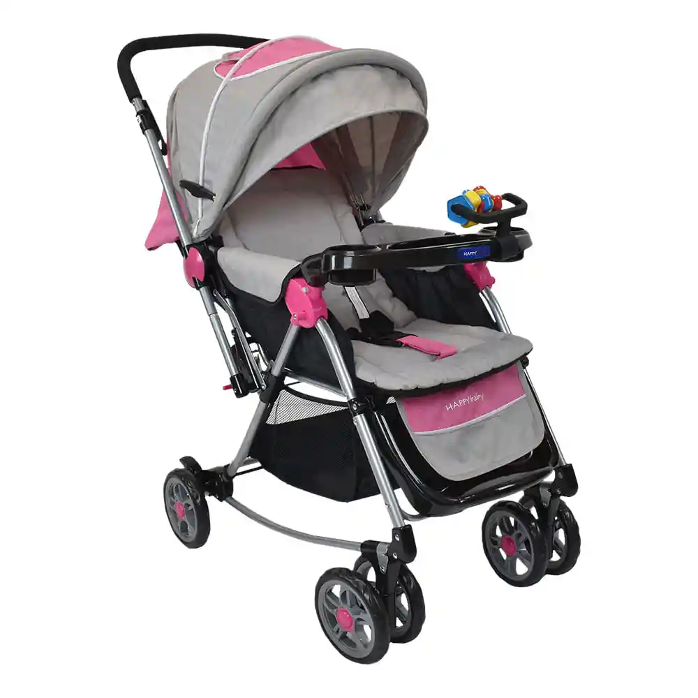 Coche Mecedora Reversible Bebé Logan Rosa Happy Baby