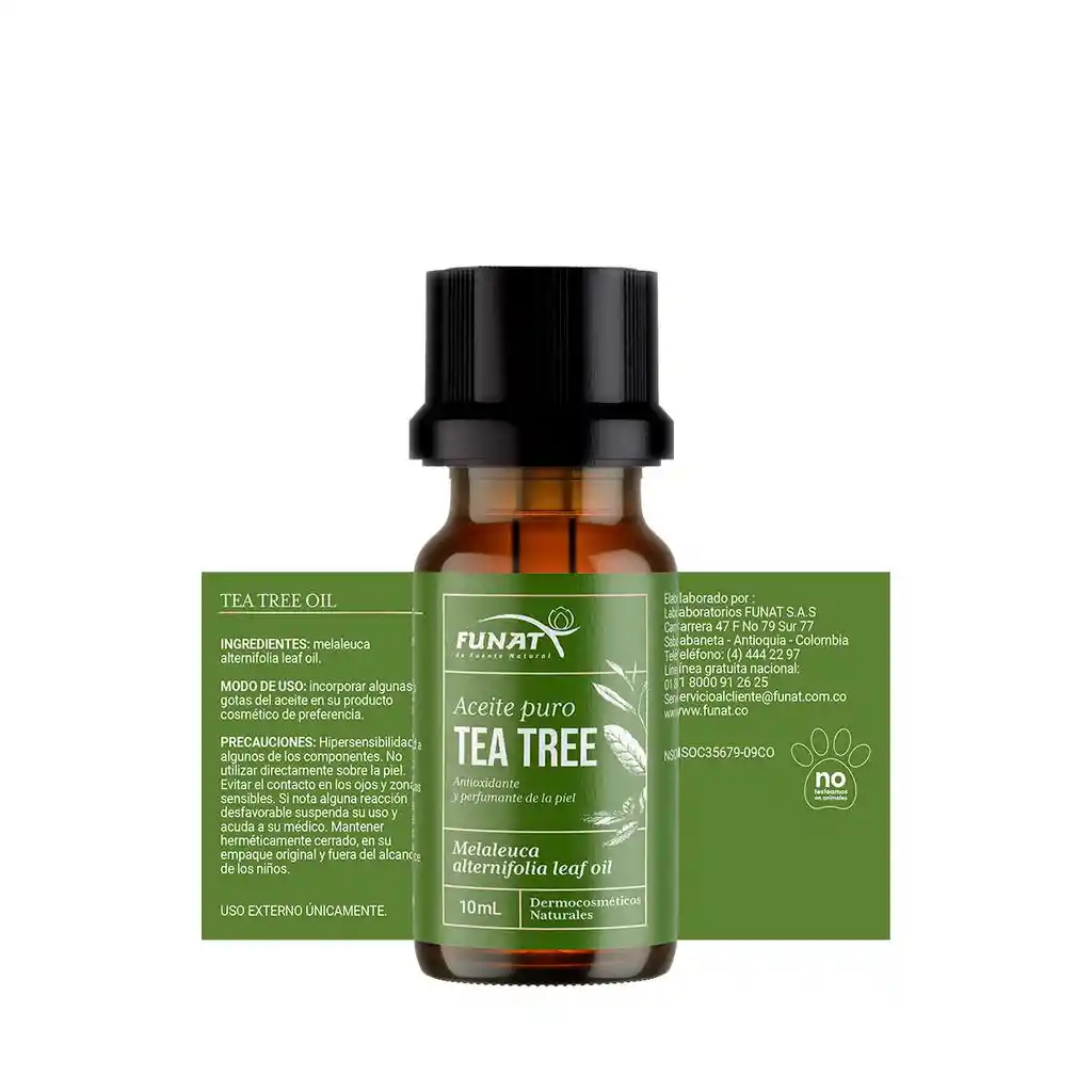 Funat Aceite de Árbol de Té Puro Mejora la Textura y Suaviza la Piel
