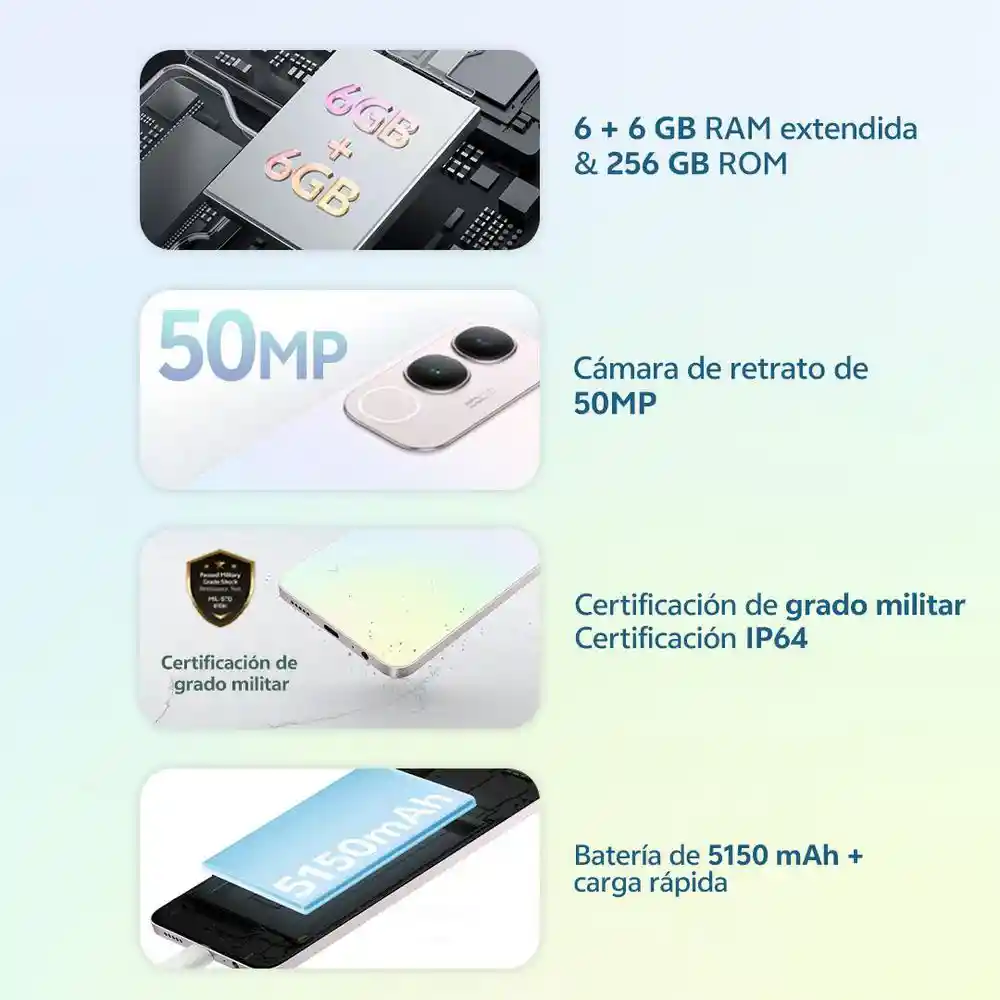Celular Vivo Y19s 256 Gb 256 Gb 6 Gb Ram Plata Funda Protectora Cable Tipo C Adaptador