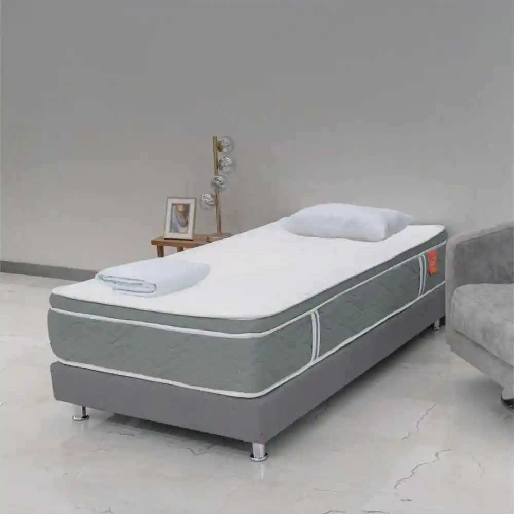 Combo Romance Relax Confort Total Colchon 100 X 190 + Base Cama + 1 Almohada + 1 Protector