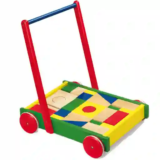 Viga Andadera Para Bebe Con Bloques en Madera
