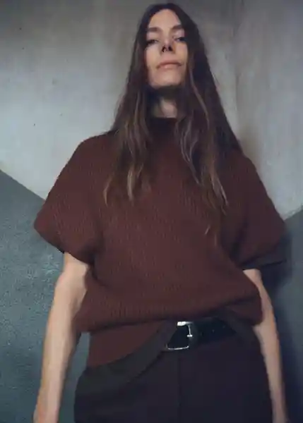 Saco Jersey Choco Marron Talla M Mujer Mango