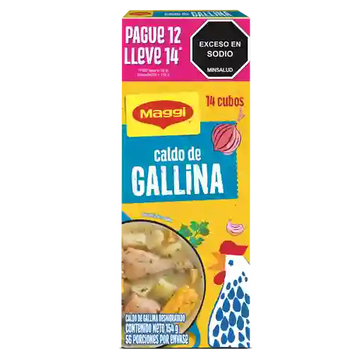 Caldo de Gallina MAGGI paga 12 lleva 14 cubos x 154g