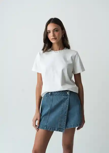 Camiseta Mujer Crudo Puro Claro Talla L 402G058 Naf Naf