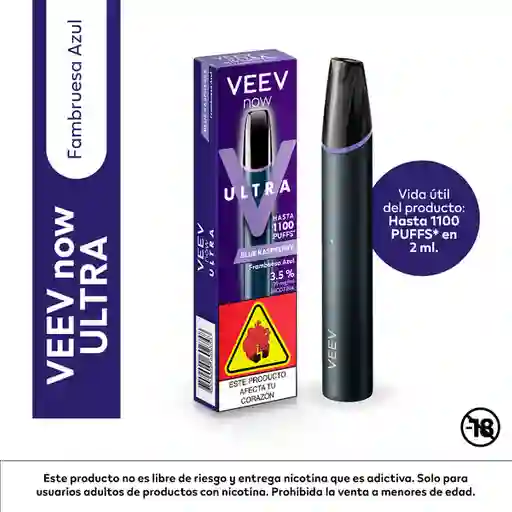 VEEV now ULTRA Frambuesa Azul. Hasta 1100 PUFFS en 2ml