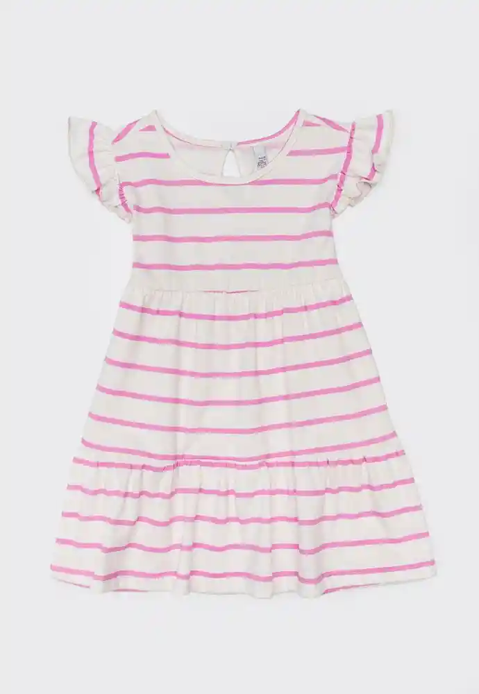 Vestido Manga Corta 6/9 Meses-rayas