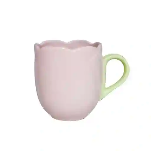 Taza Cerámica Con Diseño Floral Tulip Garden Rosa 320 mL Miniso