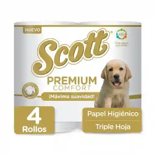 Papel Higiénico Scott Premium Comfort Triple Hoja 4 Rollos