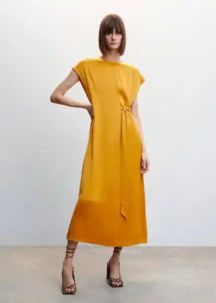 Vestido Matilda-A Mostaza Talla L Mujer Mango