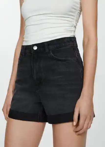 Short Mom80 Tejano Negro Talla 36 Mujer Mango