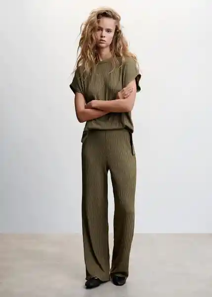 Pantalón Birbi Khaki Talla XS Mujer Mango