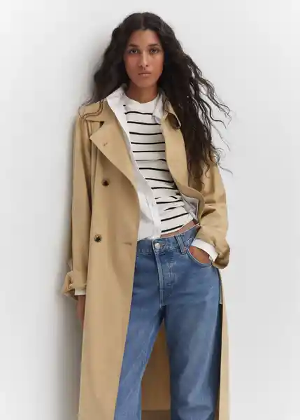 Abrigo Trench Copito Beige Talla XL Mujer Mango