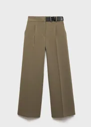 Pantalón Cinto Khaki Talla 40 Mujer Mango