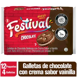 Festival Galleta de Chocolate Rellena con Crema Sabor Vainilla