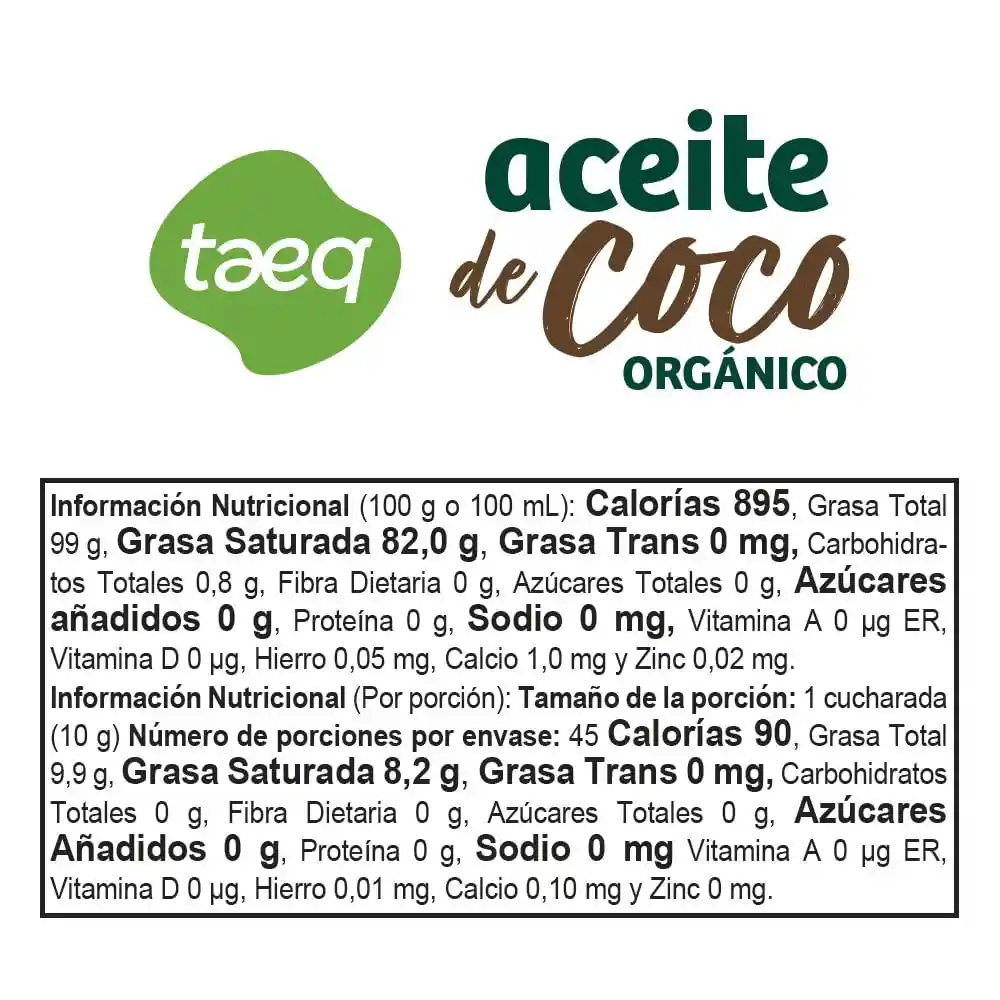 Taeq Aceite de Coco Orgánico