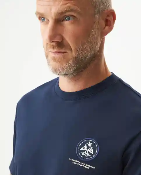 Camiseta Circle Embroidery Azul Dark Ultraoscuro L Chevignon