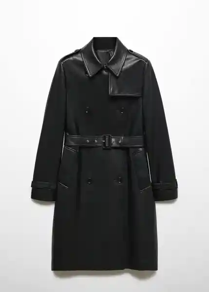 Abrigo Trench Polanapu Mujer Negro Talla XS Mango