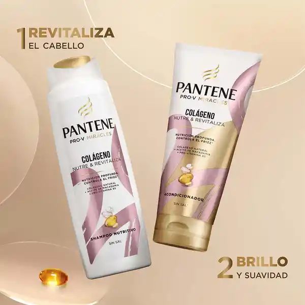 Shampoo sin sal' Pantene Pro-V Miracles Colageno Nutre y Revitaliza Champu 300 ml + Acondicionador Pantene Pro-V Miracles Colageno Nutre y Revitaliza Rinse 250ml