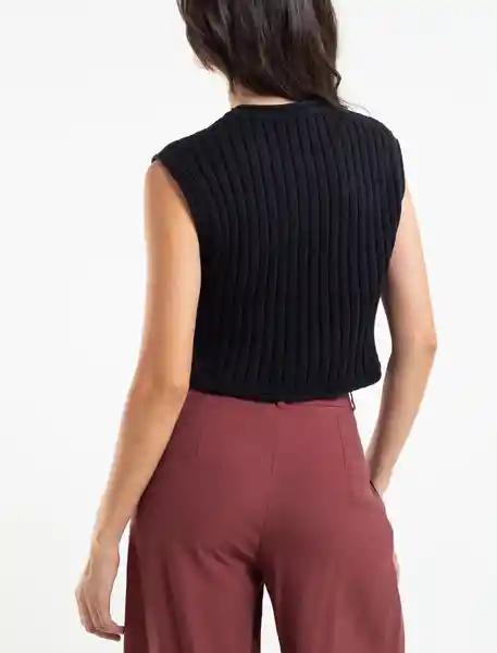  Blusa Tejido Vest Mujer Negro Puro Ultraoscuro Talla L Naf-Naf 