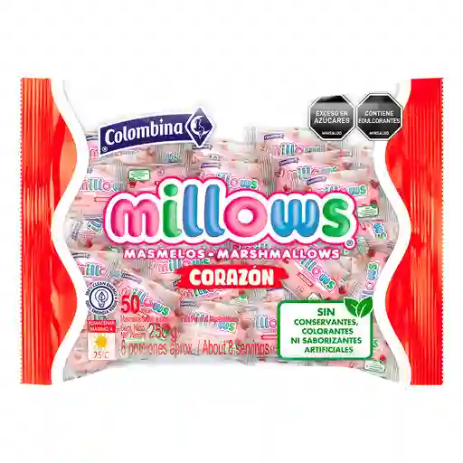 Millows Masmelos con Forma de Corazón