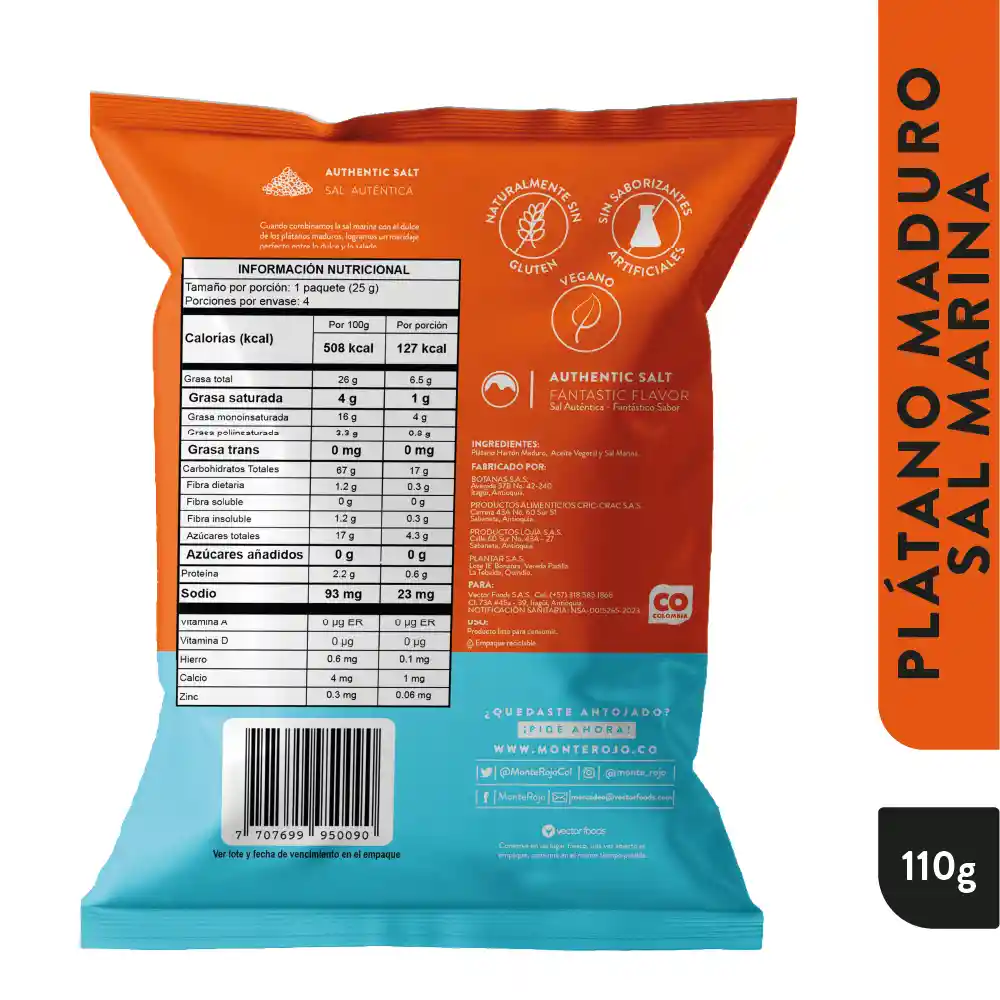 Monte Rojo Platanos Maduros 110gr