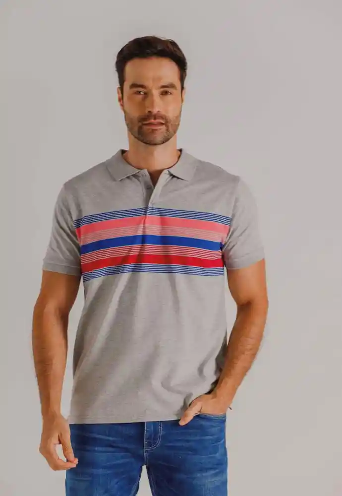 Camiseta Polo Rayas Xl-gris
