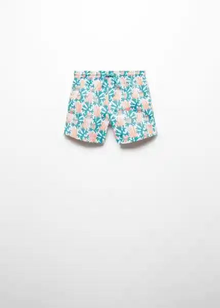 Short Bañador Coral Turquesa Talla 53 Niños Mango