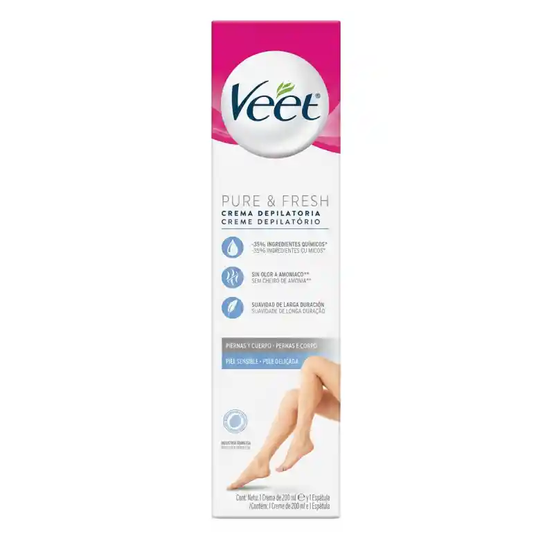 Veet Crema Depilatoria Corporal Pure Piel Sensible 200 mL
