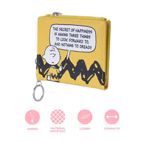 Billetera Charlie Brown Snoopy Colorful Life Amarillo Miniso