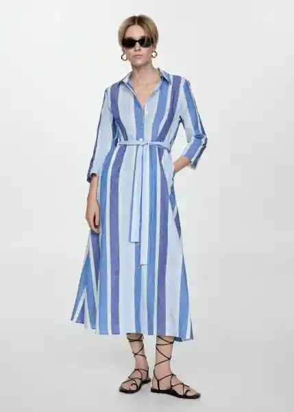 Vestido Marina Azul Talla Xl Mujer Mango