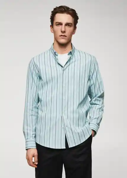 Camisa Esen Agua Talla M Hombre Mango