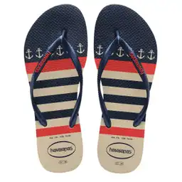 Sandalias Havaianas Slim Nautical Mujer Beige/azul Talla 35/36