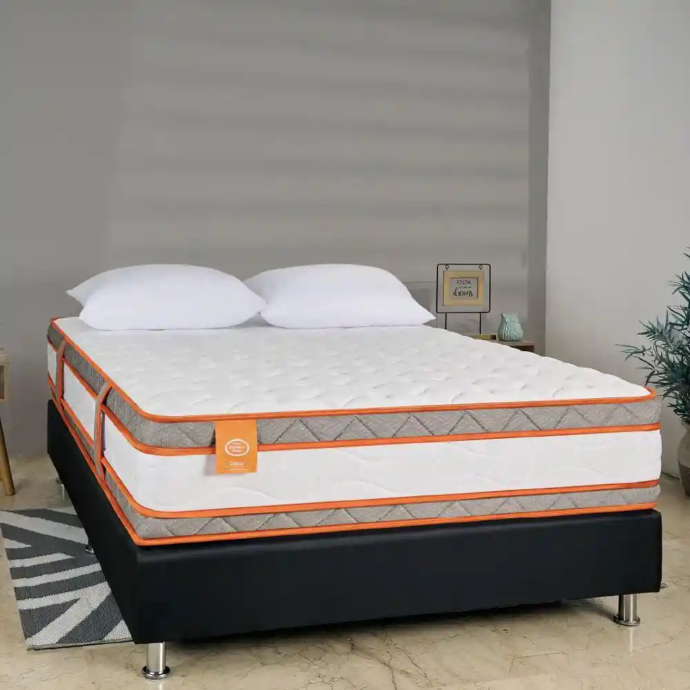 Colchon + Almohada Romance Relax King (200 X 200 Cm) Plata Pro Premium Resortado Semifirme