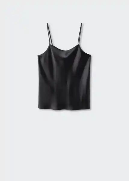 Top Llanes Negro Talla XS Mujer Mango