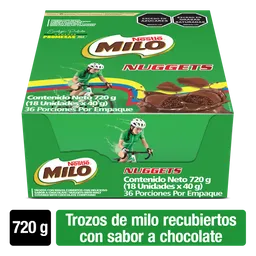 MILO NUGGETS cubiertos con sabor a chocolate 18 Unds x 20g c/u