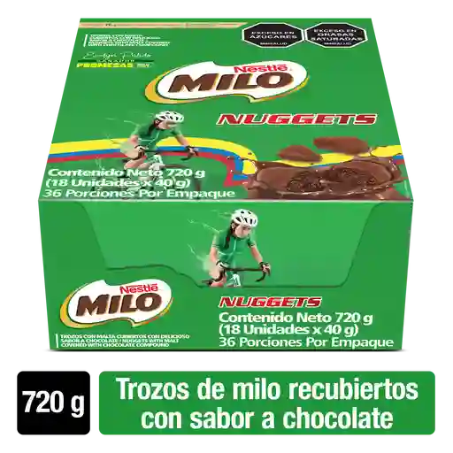 MILO NUGGETS cubiertos con sabor a chocolate 18 Unds x 20g c/u