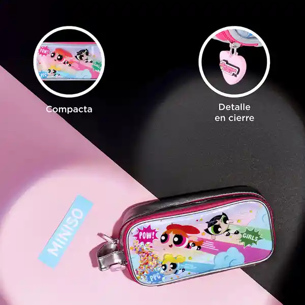 Cartuchera Purpurina Plateada Las Chicas Superpoderosas Miniso
