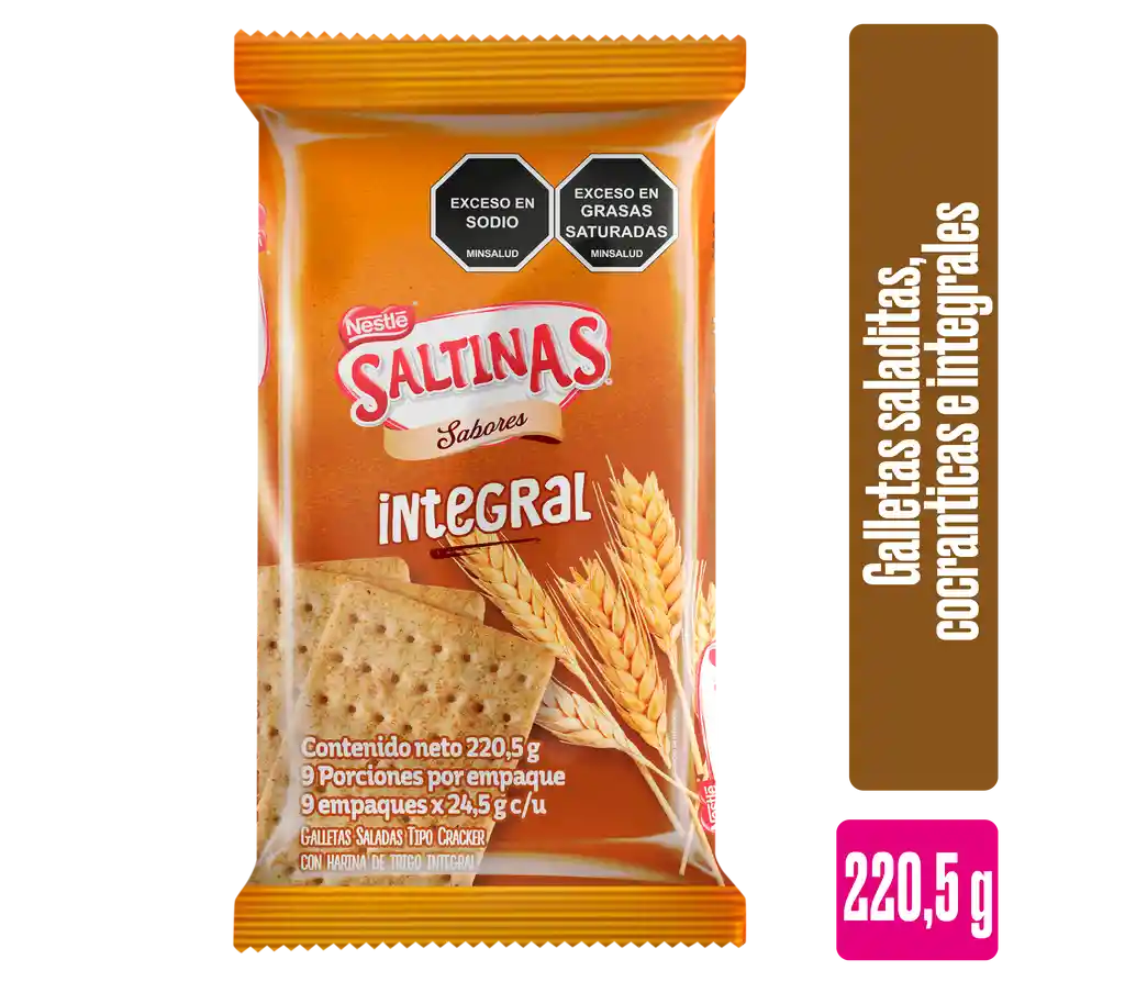 Galletas SALTINAS Integrales 9 Unds x 220,5g