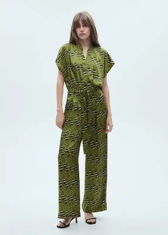 Mono Zigzag-a Verde Talla S Mujer Mango