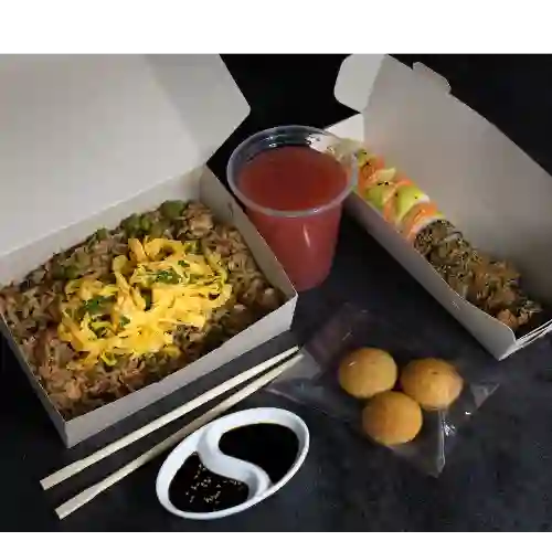 12 Bocados 1 arroz 1 bebida 1 postre