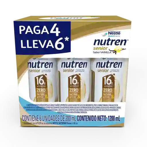 Complemento nutricional líquido NESTLÉ NUTREN Senior Vainilla paga 4 lleva 6 x 1200 mL