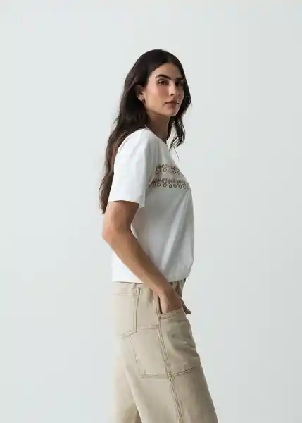 Camiseta Mujer Crudo Puro Claro Talla M - 503G029 Naf Naf