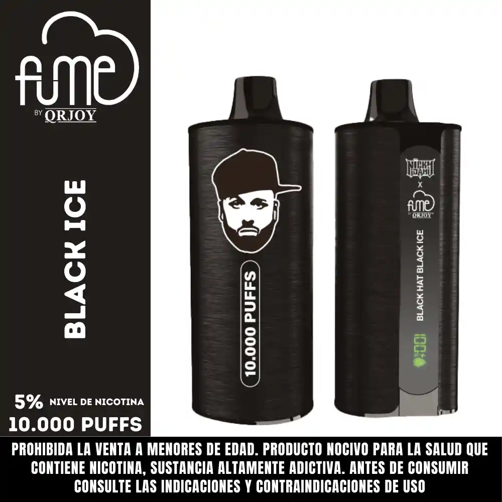 Fume Vapeador Nicky Jam Black Hat Black Ice 10000 Puffs 5%