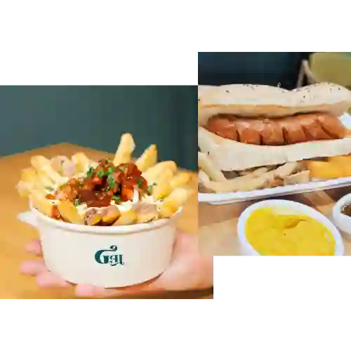 Combo Poutine Carne-choripan Sencillo