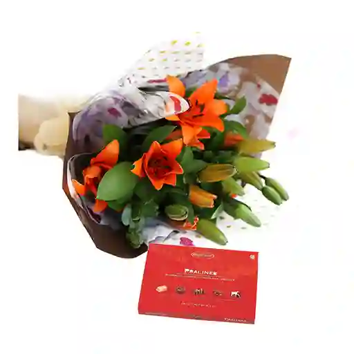 Bouquet Lirios Flores Frescas y Chocolates